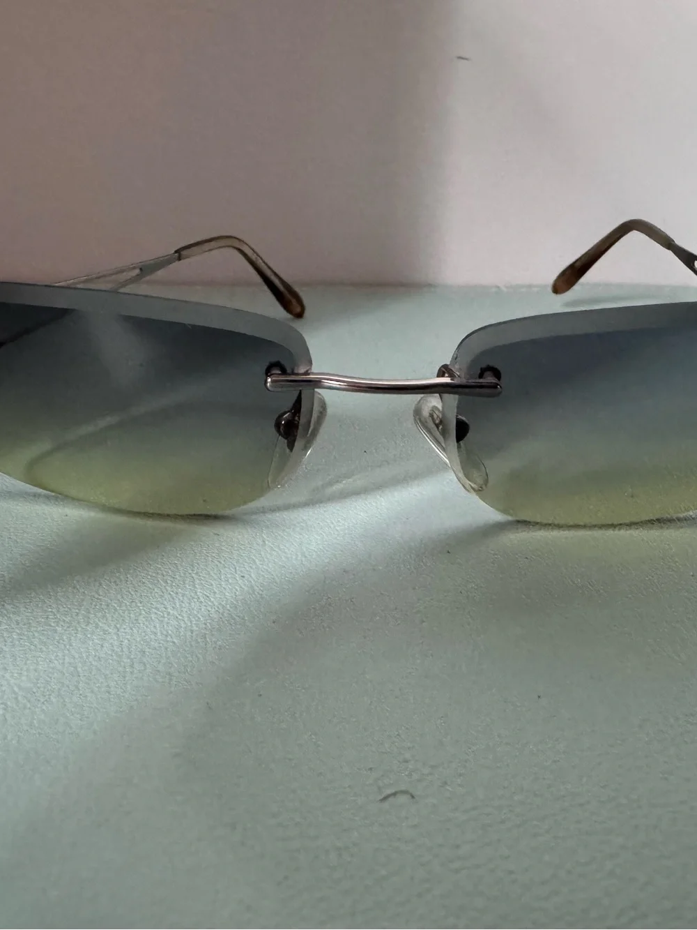 Bvlargi Rimless Gradient Blue-Green Sunglasses